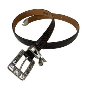 Brighton Vintage 90s Belt Women’s Size L/34 Brown Croc Embossed Leather